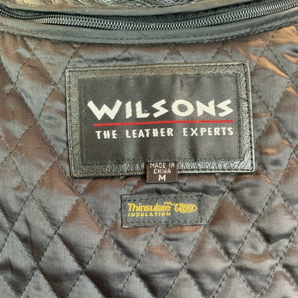 Wilsons Leather Moto Full Zip Leather Jacket Womens Medium Black With Quilted Th - Picture 13 of 16